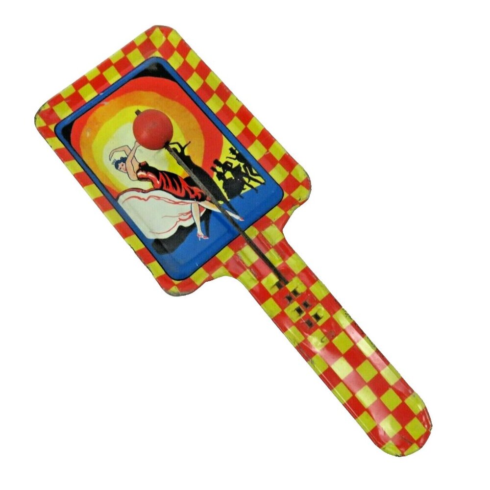 Tin Flamenco Dancer Litho Noisemaker Clapper Clacker Kirchhof Life Party Vintage